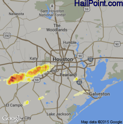 Hail Map for Houston, TX Region on January 9, 2012