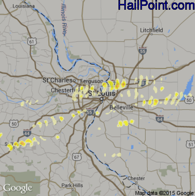 Hail Map for St. Louis, MO Region on January 17, 2012