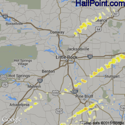 Hail Map for Little Rock, AR Region on January 23, 2012