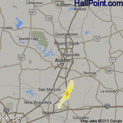 Hail Map for Austin, TX Region on January 25, 2012