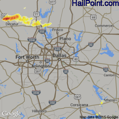 Hail Map for Dallas, TX Region on February 4, 2012