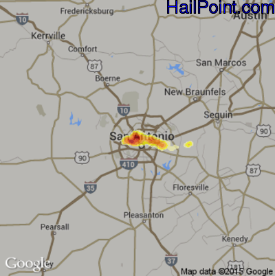 Hail Map for San Antonio, TX Region on February 4, 2012