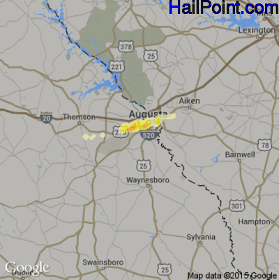 Hail Map for Augusta, GA Region on February 24, 2012
