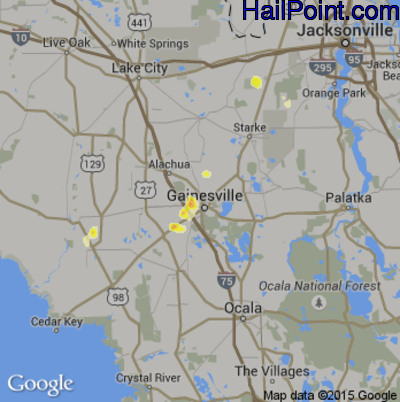 Hail Map for Gainesville, FL Region on March 14, 2012 