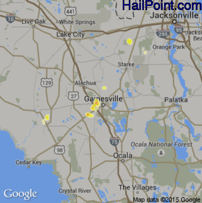 Hail Map for Gainesville, FL Region on March 14, 2012