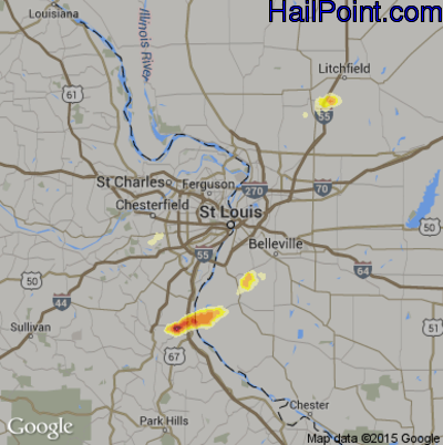 Hail Map for St. Louis, MO Region on March 14, 2012