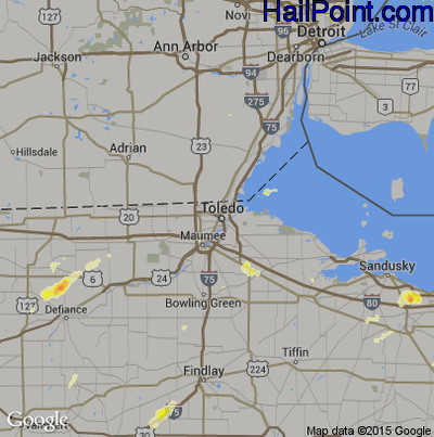 Hail Map for Toledo, OH Region on March 15, 2012