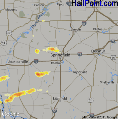Hail Map for Springfield, IL Region on March 15, 2012