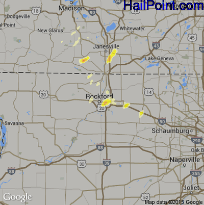 Hail Map for Rockford, IL Region on March 17, 2012
