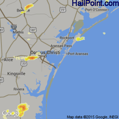 Hail Map for Corpus Christi, TX Region on March 29, 2012 