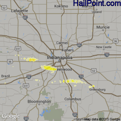 Hail Map for Indianapolis, IN Region on March 30, 2012