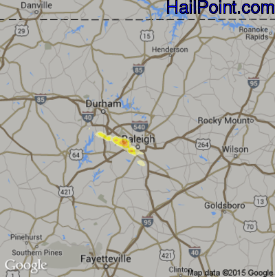Hail Map for Raleigh, NC Region on April 1, 2012 