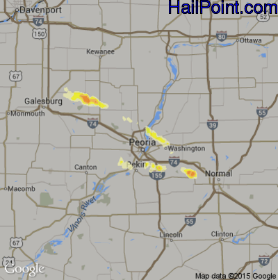 Hail Map for Peoria, IL Region on April 1, 2012 