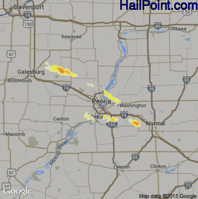 Hail Map for Peoria, IL Region on April 1, 2012