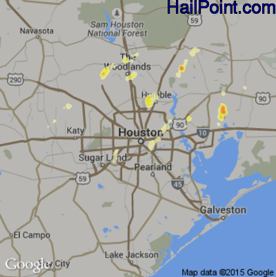 Hail Map for Houston, TX Region on April 2, 2012