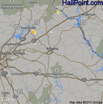 Hail Map for Athens, GA Region on April 3, 2012