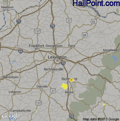 Hail Map for Lexington, KY Region on April 3, 2012
