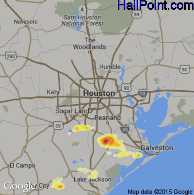 Hail Map for Houston, TX Region on April 4, 2012