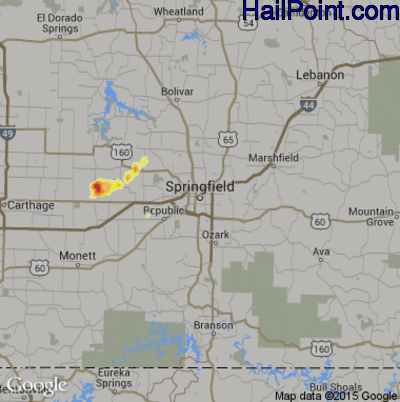Hail Map for Springfield, MO Region on April 14, 2012