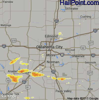 Hail Map for Oklahoma City, OK Region on April 20, 2012 
