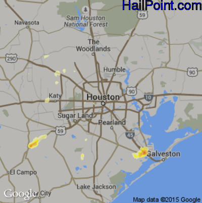 Hail Map for Houston, TX Region on April 20, 2012