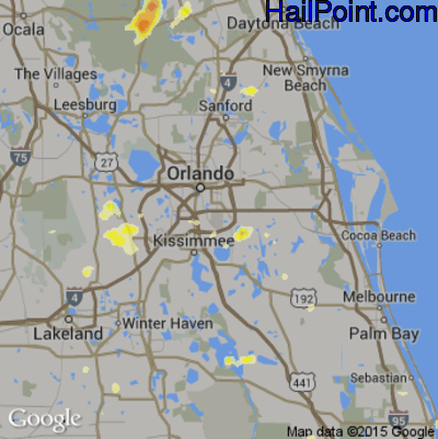 Hail Map for Orlando, FL Region on April 20, 2012