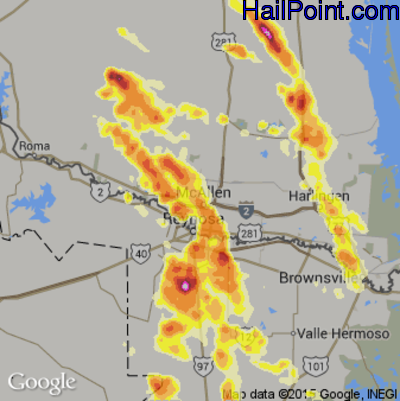 Hail Map for McAllen, TX Region on April 20, 2012