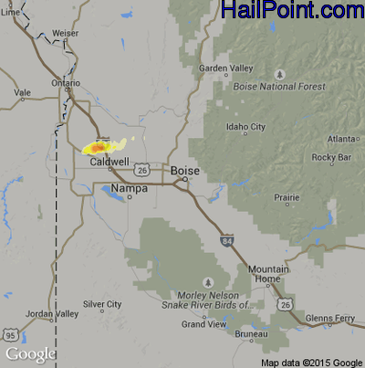 Hail Map for Boise, ID Region on April 24, 2012