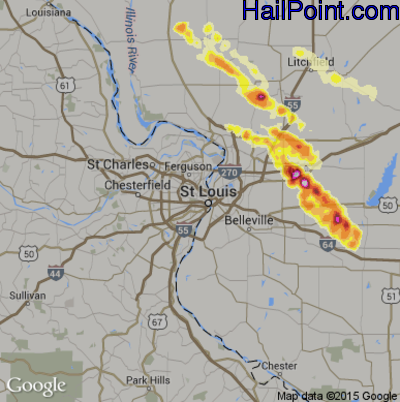 Hail Map for St. Louis, MO Region on April 26, 2012