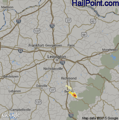 Hail Map for Lexington, KY Region on April 26, 2012 