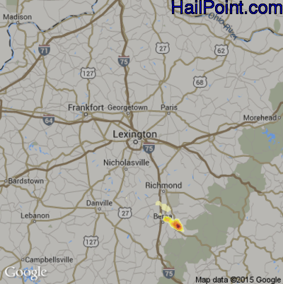 Hail Map for Lexington, KY Region on April 26, 2012