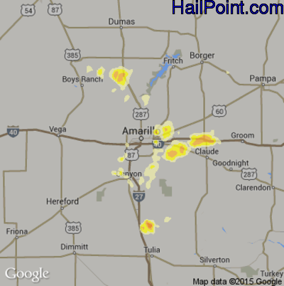 Hail Map for Amarillo, TX Region on April 26, 2012