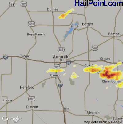 Hail Map for Amarillo, TX Region on April 30, 2012 