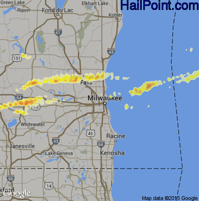 Hail Map for Milwaukee, WI Region on May 3, 2012