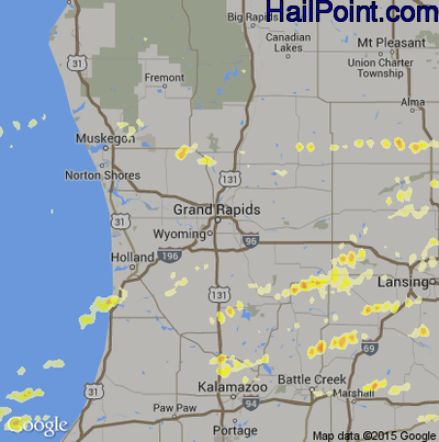 Hail Map for Grand Rapids, MI Region on May 3, 2012