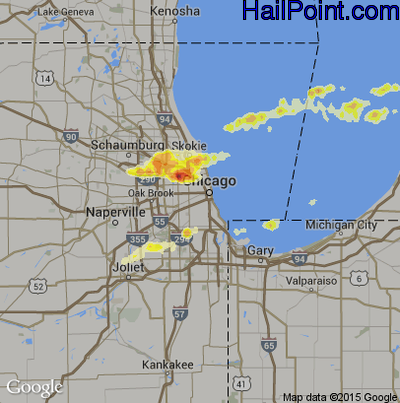 Hail Map for Chicago, IL Region on May 3, 2012