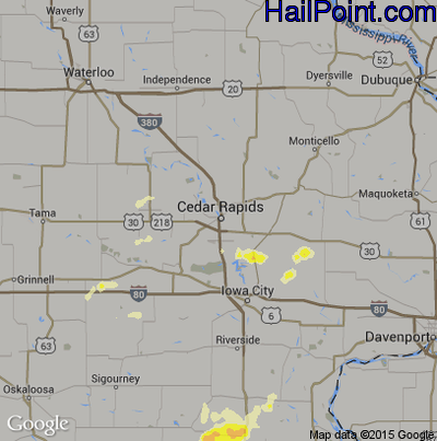 Hail Map for Cedar Rapids, IA Region on May 4, 2012