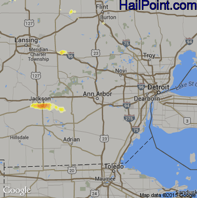 Hail Map for Ann Arbor, MI Region on May 4, 2012