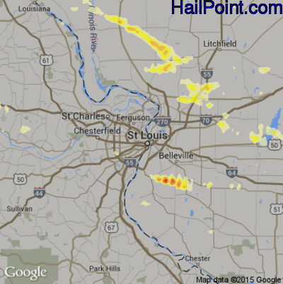 Hail Map for St. Louis, MO Region on May 4, 2012