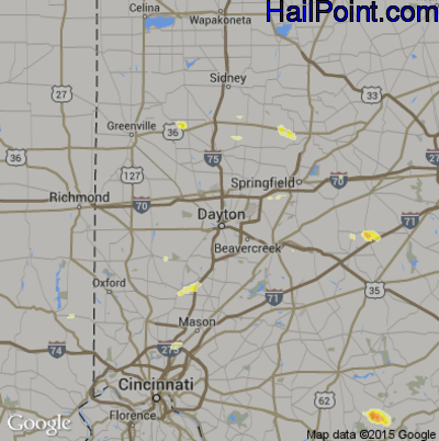 Hail Map for Dayton, OH Region on May 4, 2012