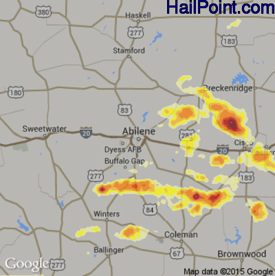 Hail Map for Abilene, TX Region on May 4, 2012