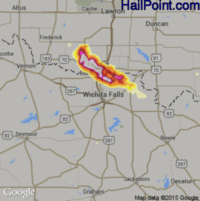 Hail Map for Wichita Falls, TX Region on May 4, 2012 