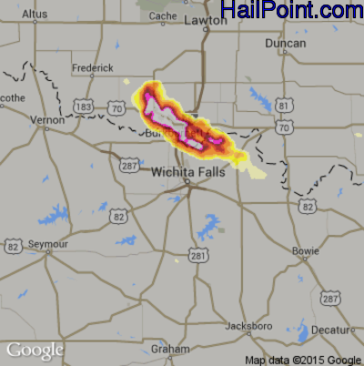 Hail Map for Wichita Falls, TX Region on May 4, 2012