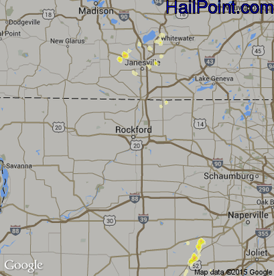 Hail Map for Rockford, IL Region on May 6, 2012