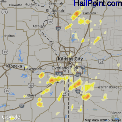 Hail Map for Kansas City, KS Region on May 6, 2012