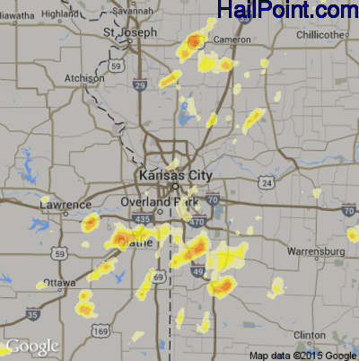 Hail Map for Kansas City, MO Region on May 6, 2012 