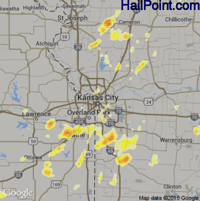 Hail Map for Kansas City, MO Region on May 6, 2012