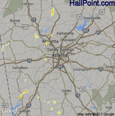 Hail Map for Atlanta, GA Region on May 6, 2012