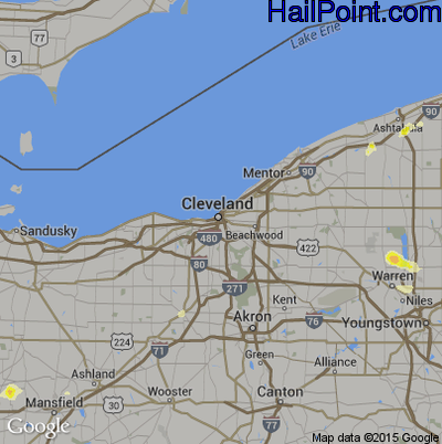 Hail Map for Cleveland, OH Region on May 7, 2012