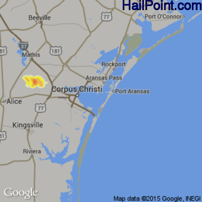 Hail Map for Corpus Christi, TX Region on May 8, 2012